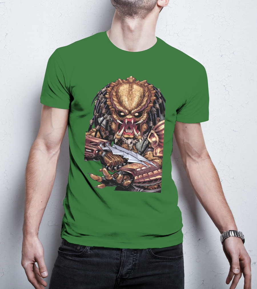 Predator Alien Holding Blade Comic T-Shirt