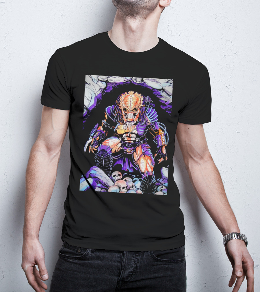 Predator Alien Hunter With Skull Cave And Armor T-Shirt