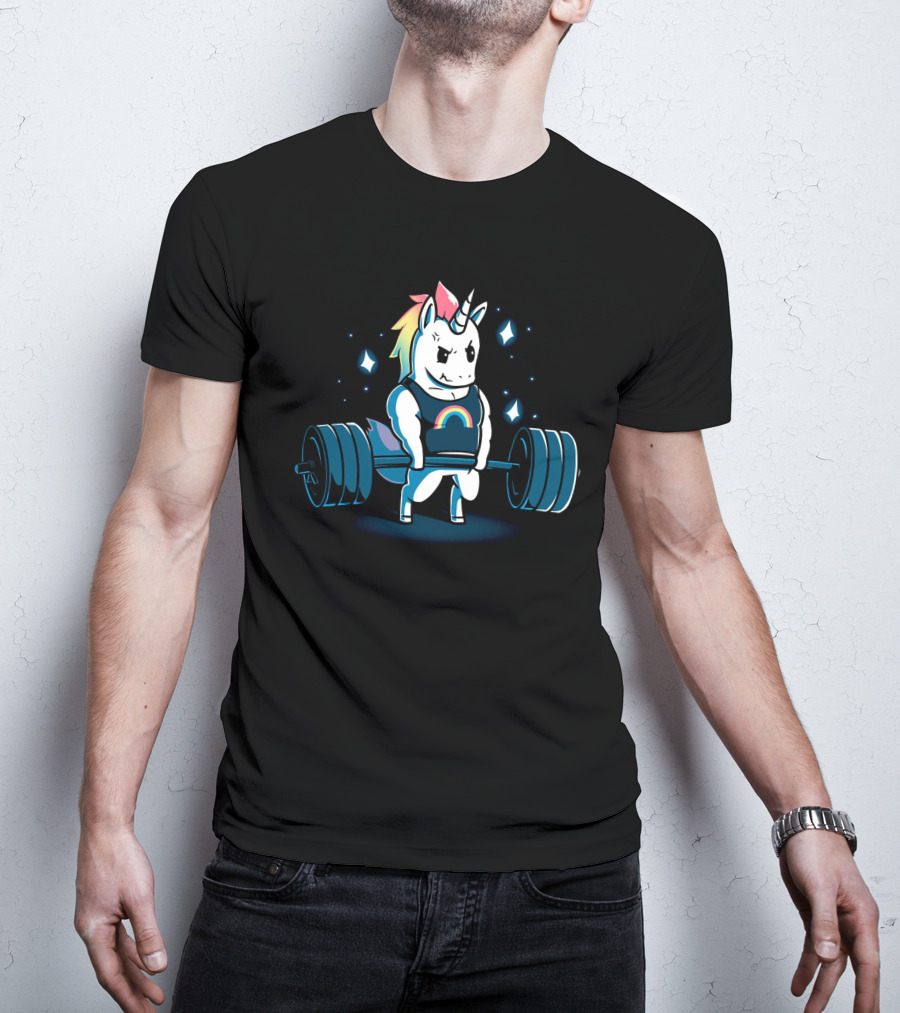Weightlifting Rainbow Unicorn Gym T-Shirt