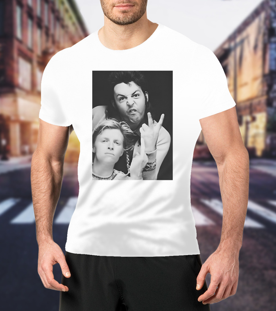 Paul Linda Wings Over Europe V Iconic Rock Duo Black White Photographic T-Shirt