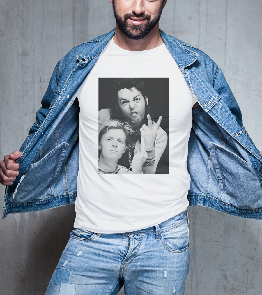 Paul Linda Wings Over Europe V Iconic Rock Duo Black White Photographic T-Shirt