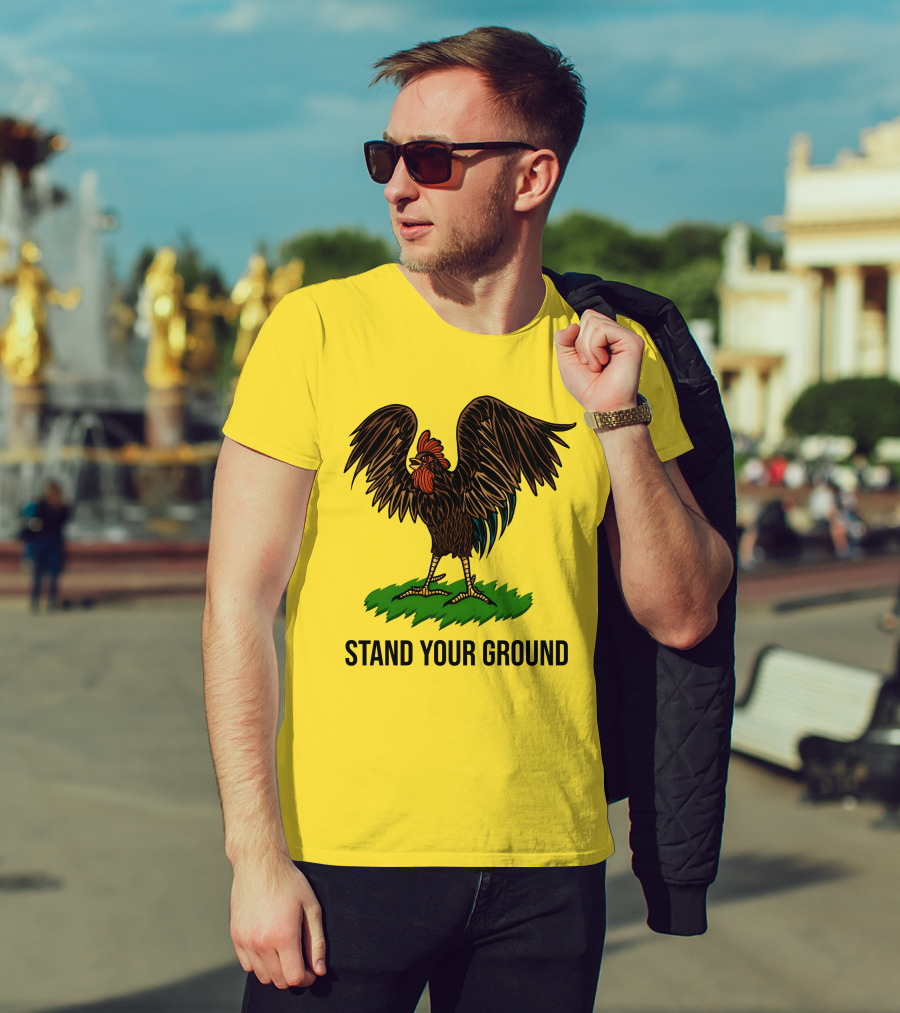 Stand Your Ground Rooster On Grass T-Shirt