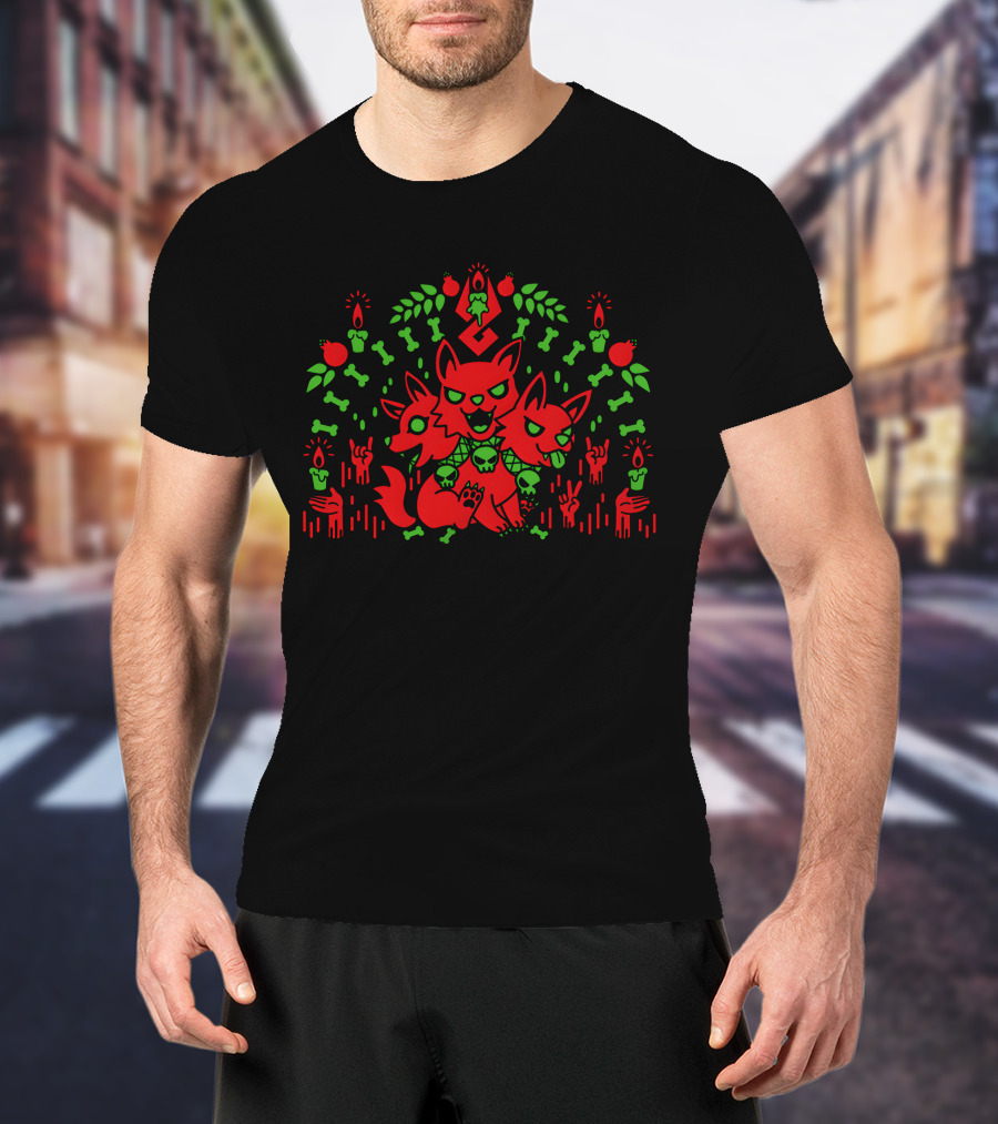 Hades Three-Headed Good Boy Cerberus With Skulls And Bones T-Shirt