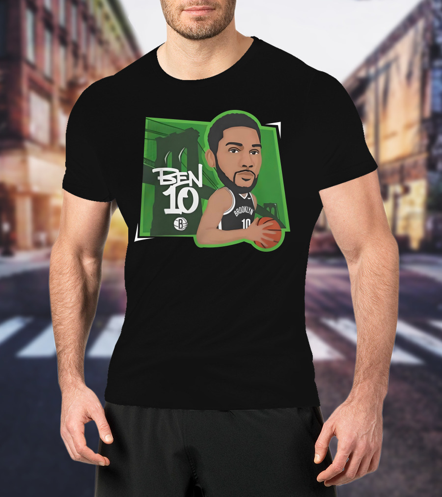 Ben 10 Brooklyn Basketball Caricature With Bridge Background T-Shirt