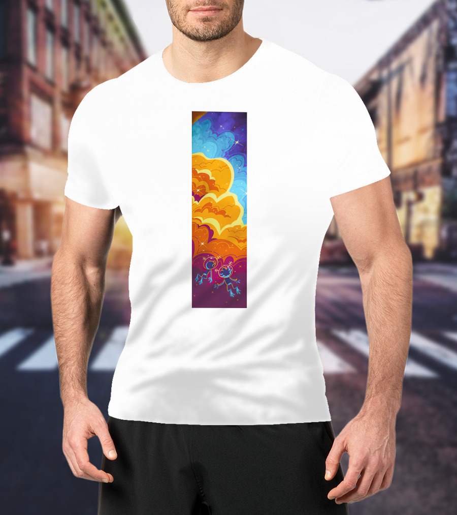 Cosmic Spliffs Oversized White Psychedelic Sky And Clouds T-Shirt