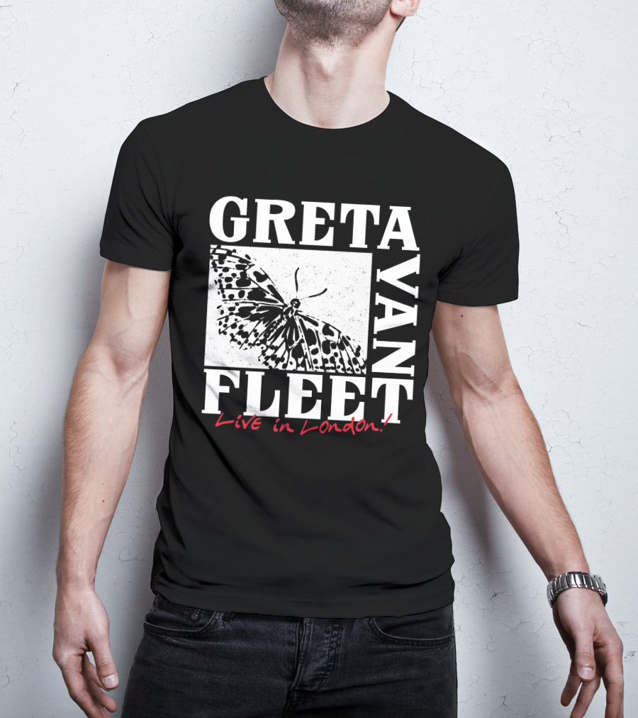 Greta Van Fleet Live In London Butterfly Motif T-Shirt