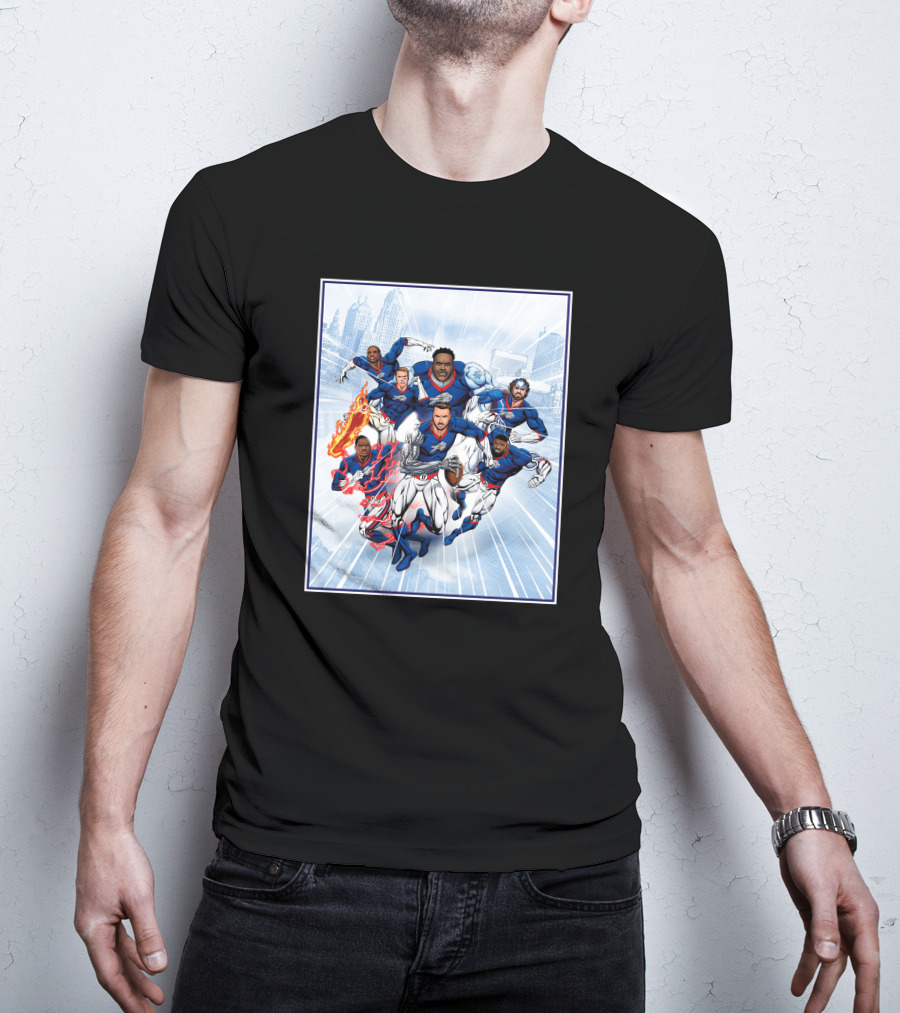 Bills Super Hero Comic Style Team Assembly T-Shirt