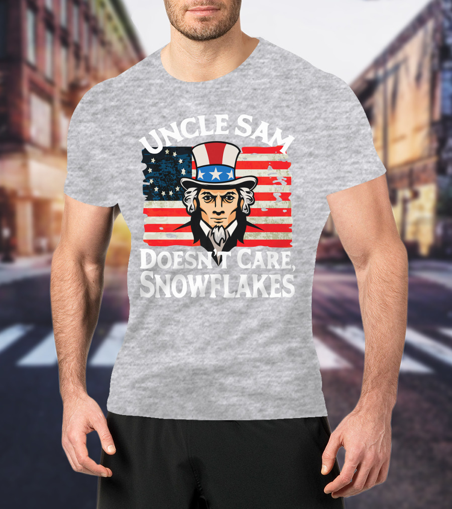 Uncle Sam Doesn't Care Snowflakes American Flag T-Shirt