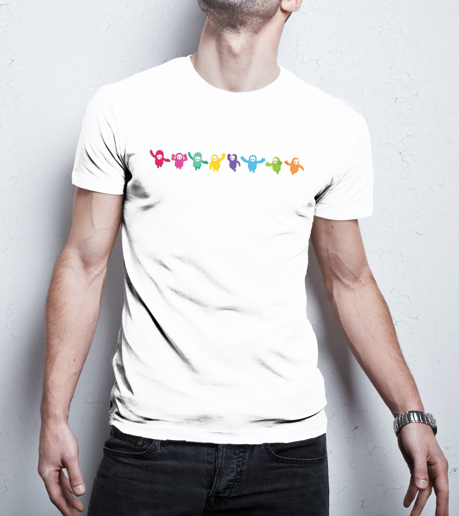 Fall Guys Forever Colorful Characters Friends White T-Shirt