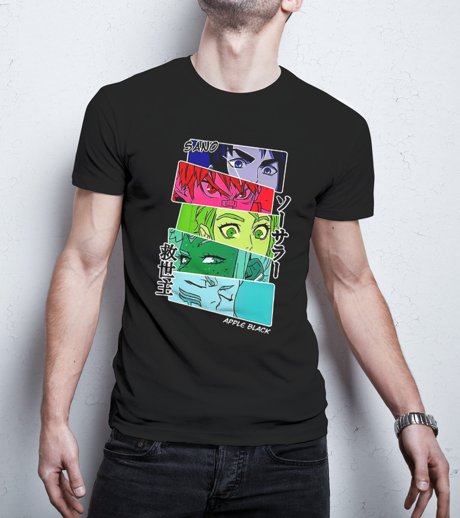 Saturday AM Apple Black Sano Character Panels Spencer's Merch T-Shirt