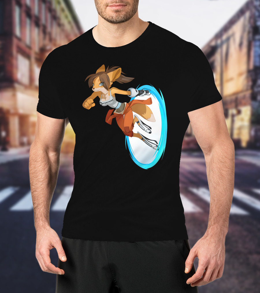 Sajira Aperture Laboratories Fox Chell Stormi Folf Portal Character T-Shirt