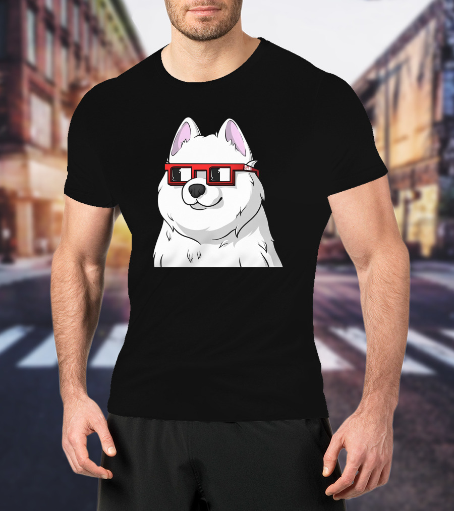 SAMO X Nouns White Dog With Red Glasses T-Shirt