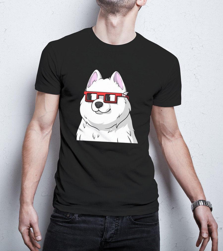 SAMO X Nouns White Dog With Red Glasses T-Shirt