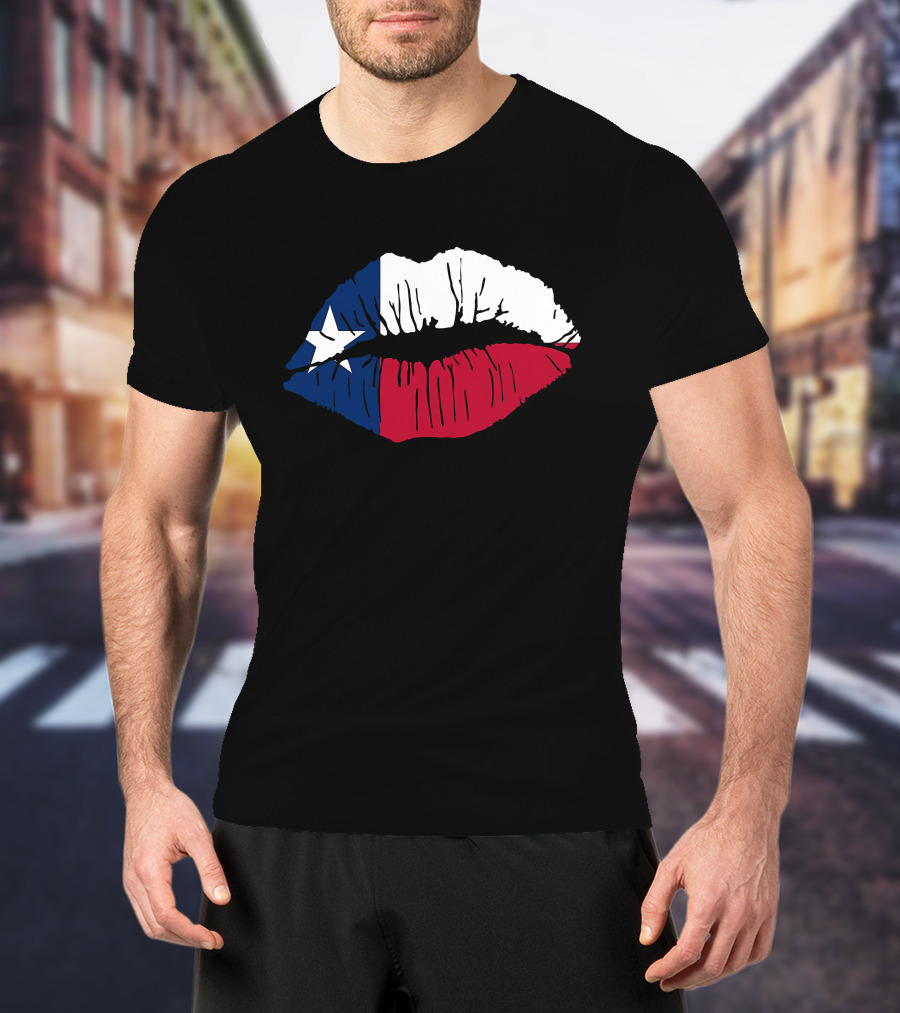 Texas Lone Star Flag Lips T-Shirt