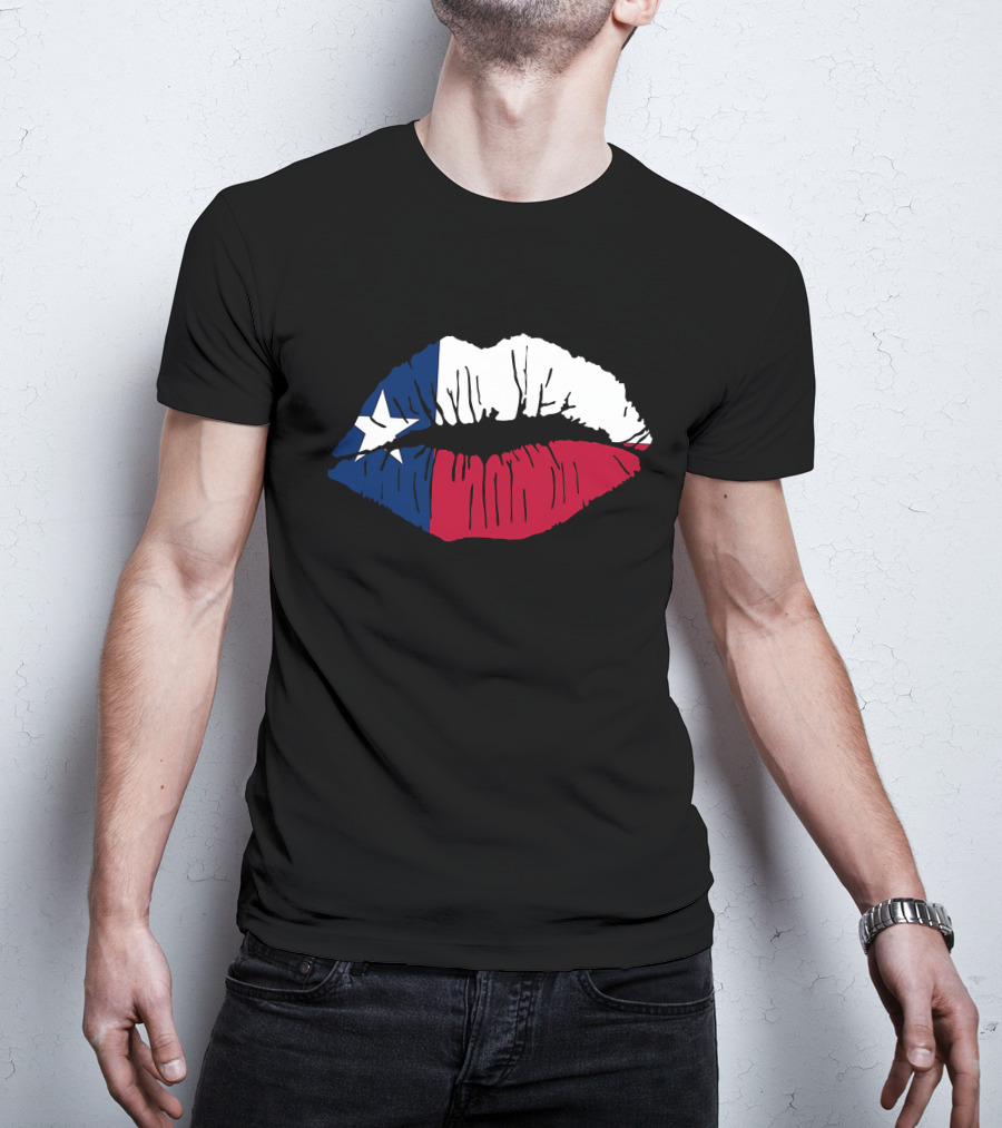Texas Lone Star Flag Lips T-Shirt