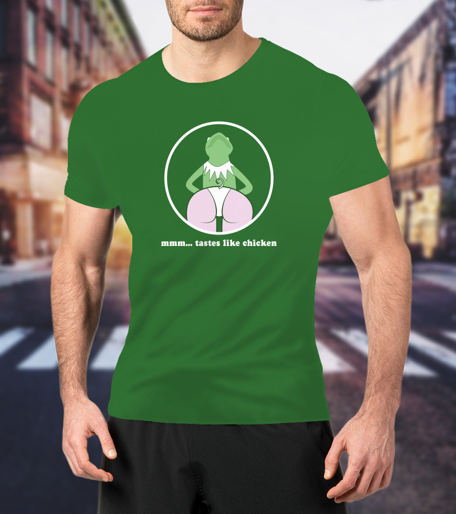 Kermits Frog Mmm Tastes Like Chicken Humorous Green Circle T-Shirt