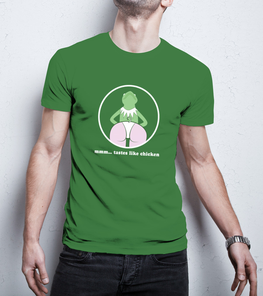 Kermits Frog Mmm Tastes Like Chicken Humorous Green Circle T-Shirt