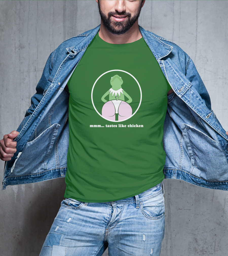 Kermits Frog Mmm Tastes Like Chicken Humorous Green Circle T-Shirt