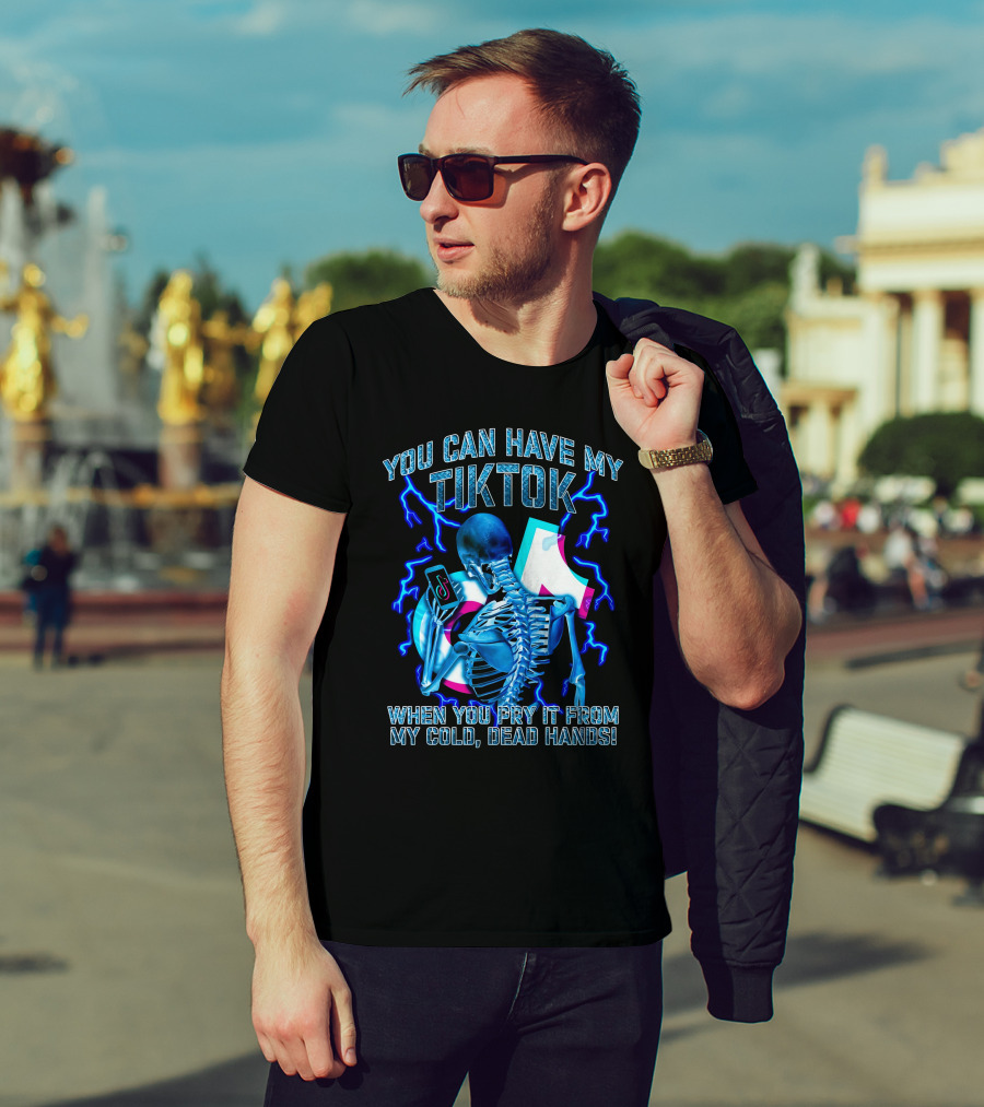 You Can Have My TikTok When You Pry It From My Cold Dead Hands Skeleton Lightning T-Shirt