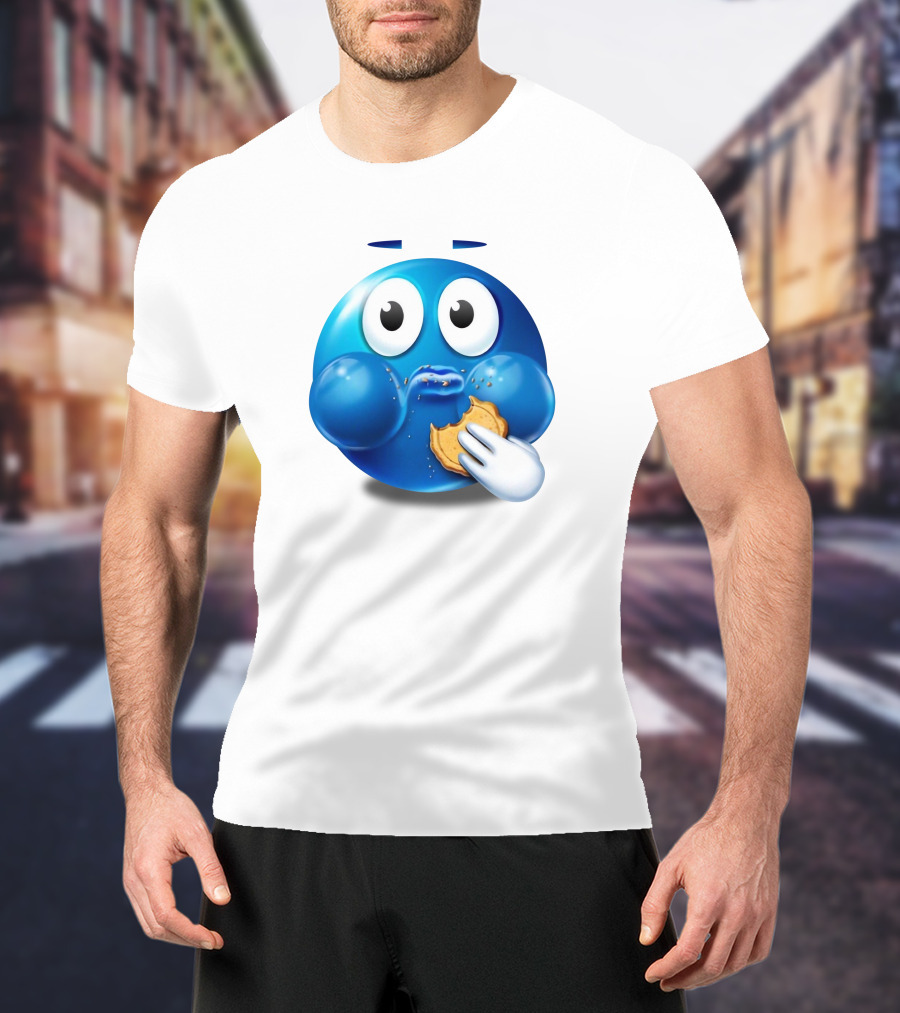 Pac-Man Style Blue Ghost Eating Cookies Hungee T-Shirt
