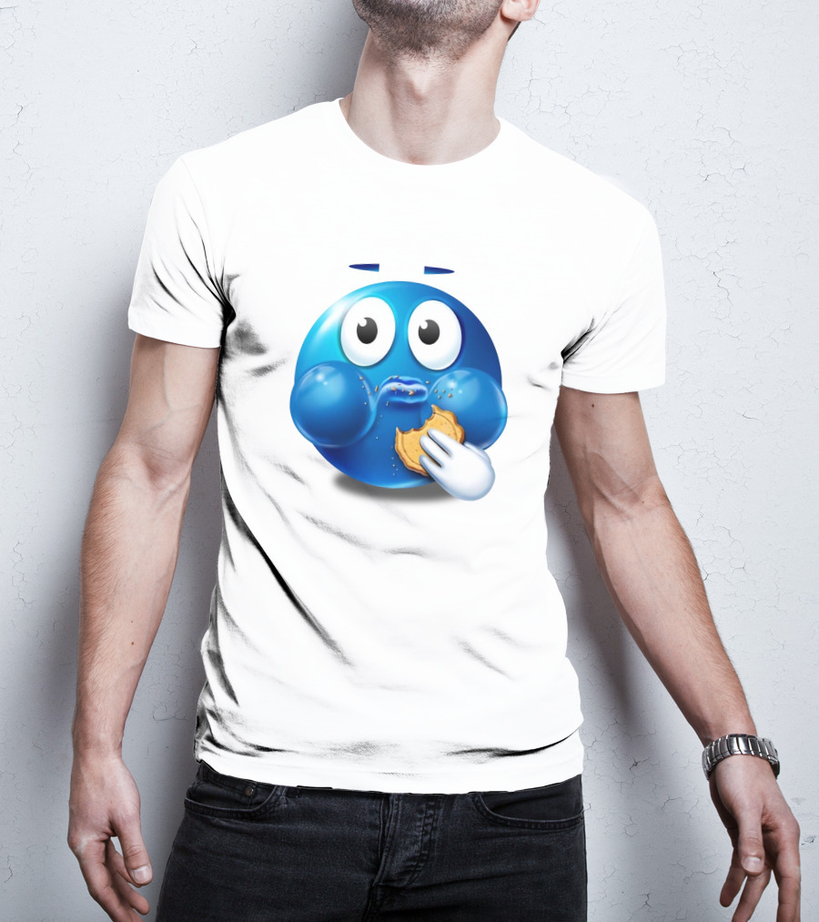 Pac-Man Style Blue Ghost Eating Cookies Hungee T-Shirt