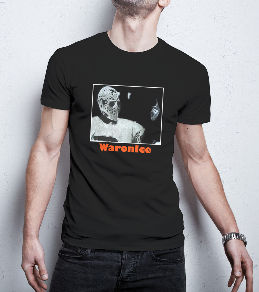 WaronIce Masked Hockey Player With Middle Finger Gesture T-Shirt