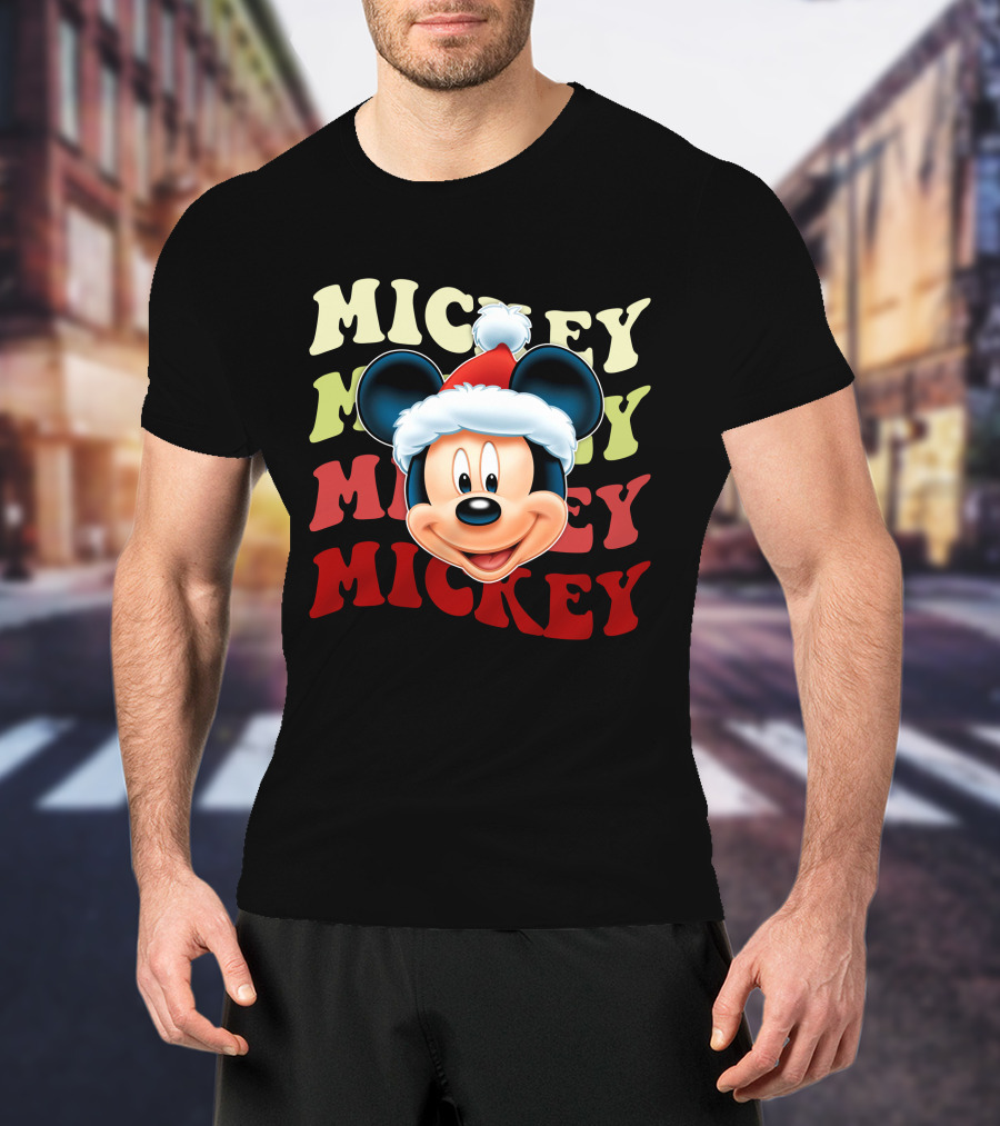 Mickey Mouse Christmas Santa Hat Holiday Festive T-Shirt