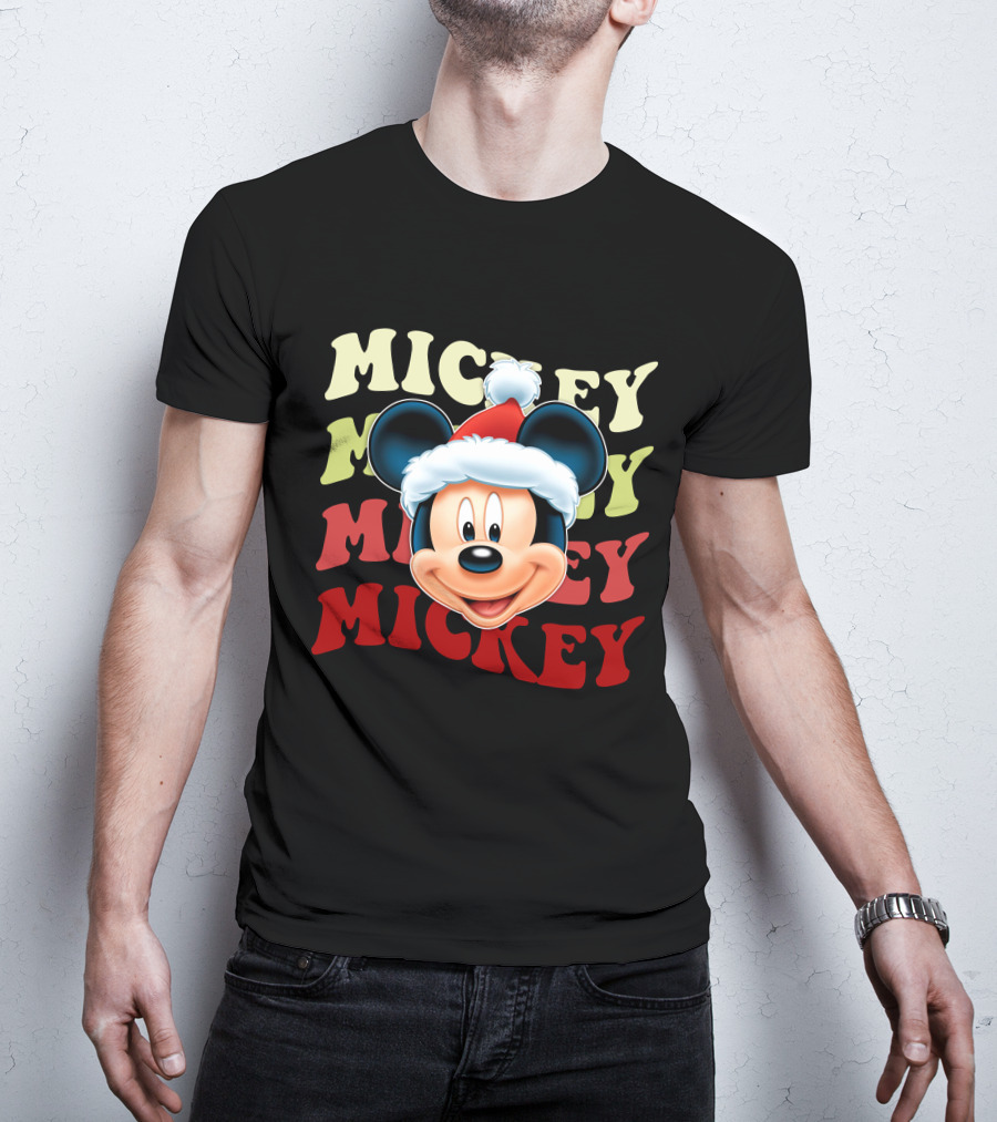 Mickey Mouse Christmas Santa Hat Holiday Festive T-Shirt