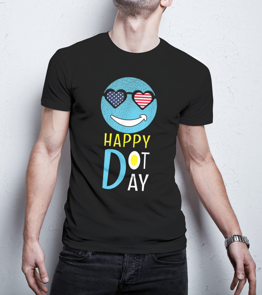 Happy International Dot Day September Smile American Flag Sunglasses T-Shirt