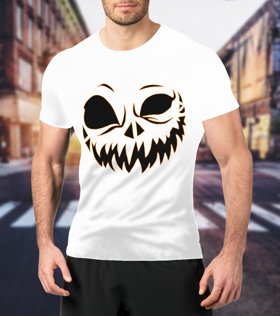 Halloween Scary Evil Pumpkin Head With Funny Pumpkin Face T-Shirt
