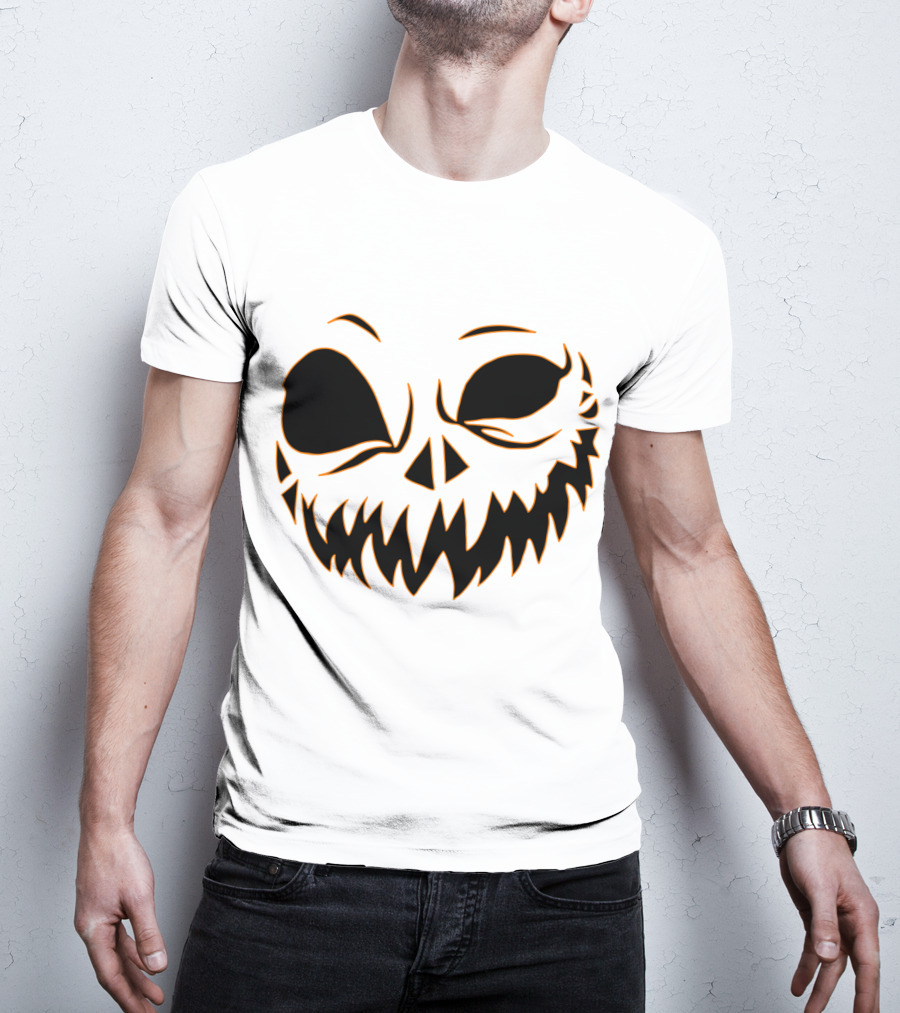 Halloween Scary Evil Pumpkin Head With Funny Pumpkin Face T-Shirt