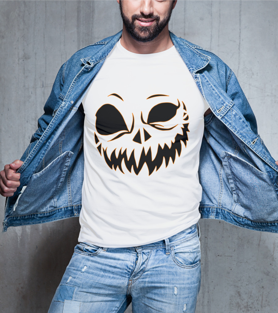 Halloween Scary Evil Pumpkin Head With Funny Pumpkin Face T-Shirt