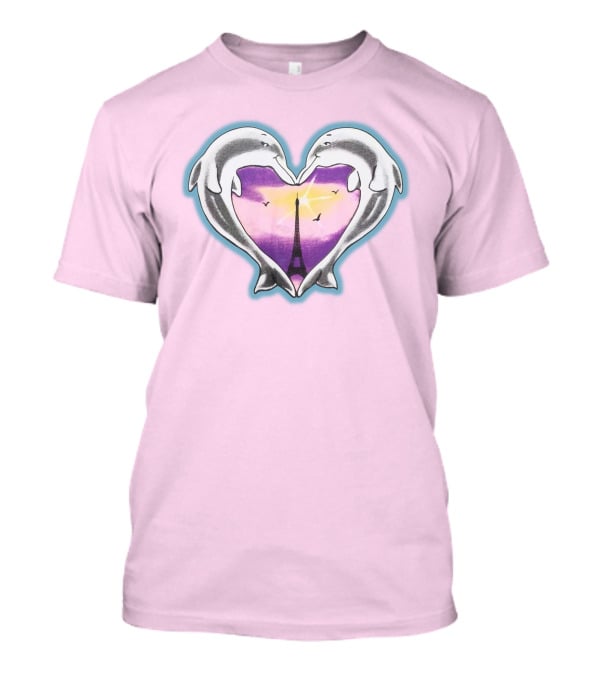 Stray Kids Dolphins Heart Eiffel Tower Sunset T-Shirt