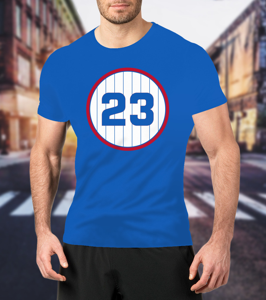 Harry Caray 23 Baseball Number Circle Blue Pinstripe T-Shirt