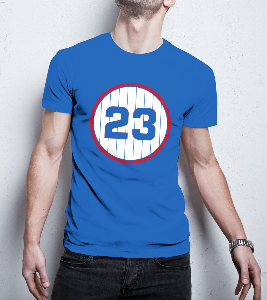 Harry Caray 23 Baseball Number Circle Blue Pinstripe T-Shirt