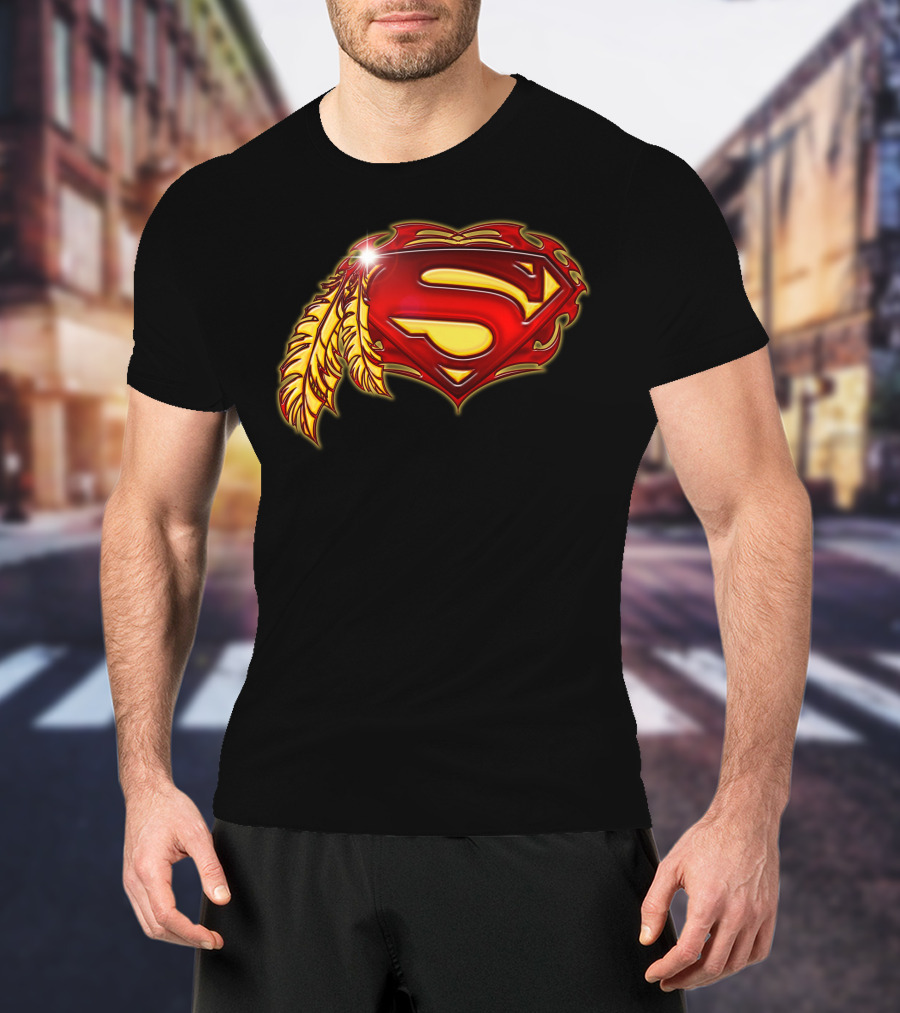 Superman Logo With Native Feather T-Shirt
