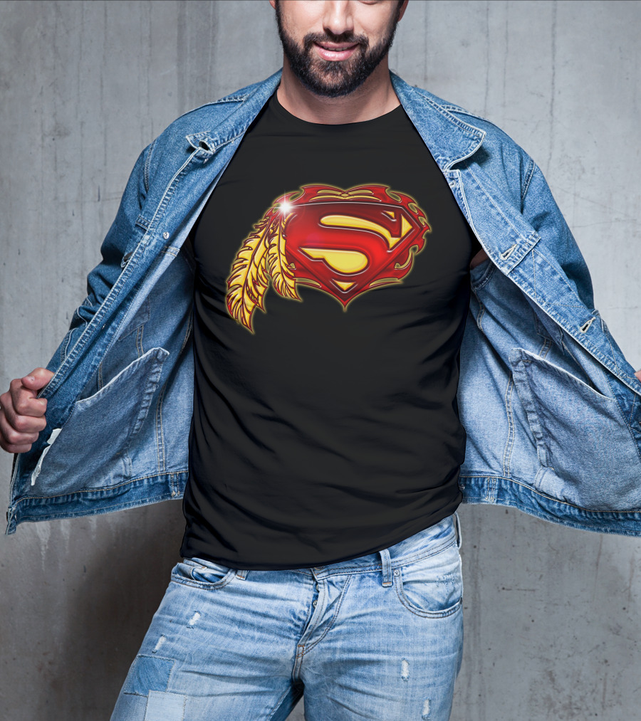 Superman Logo With Native Feather T-Shirt