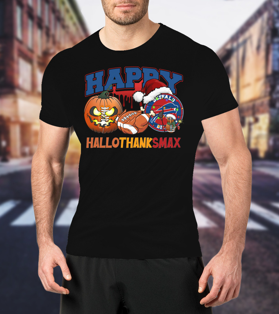 Happy Hallothanksmax Buffalo Football Holiday Fusion T-Shirt