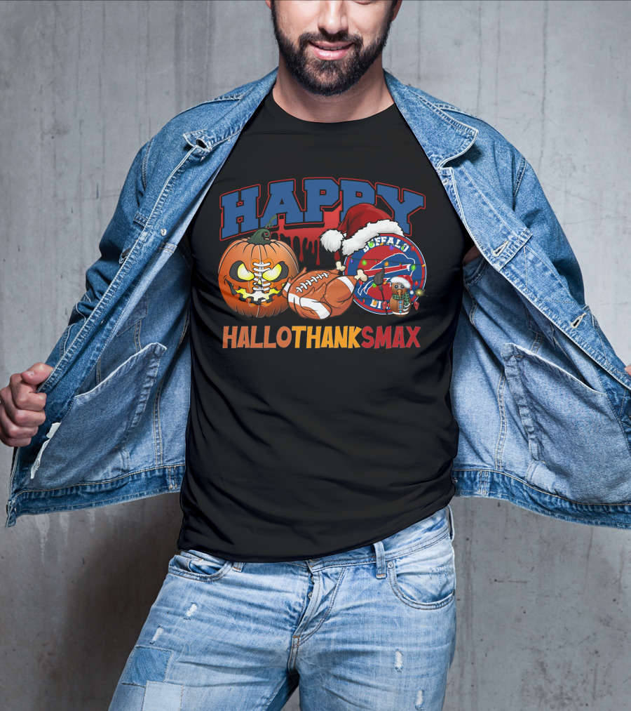 Happy Hallothanksmax Buffalo Football Holiday Fusion T-Shirt