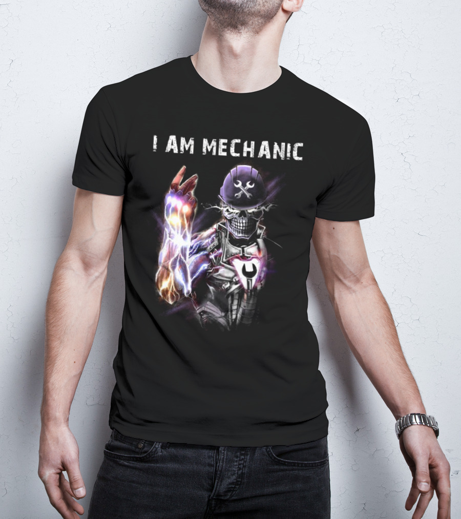 I AM MECHANIC Electric Skeleton With Wrench Helmet T-Shirt