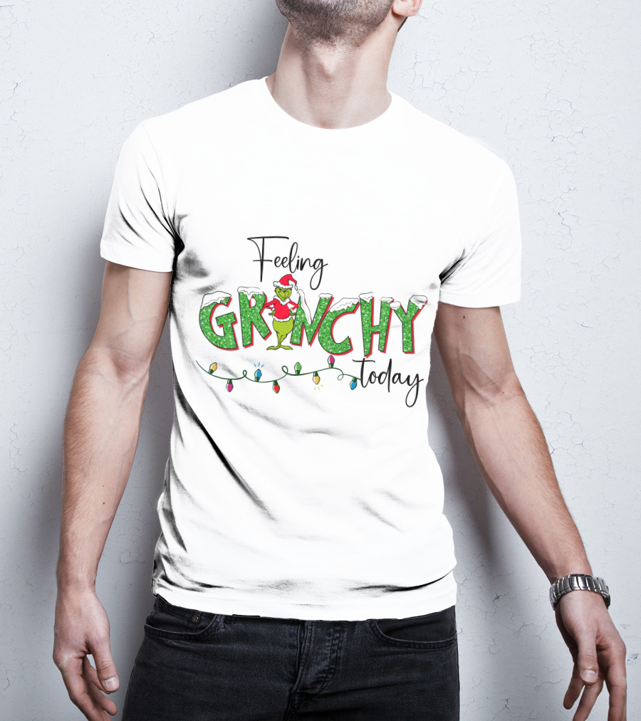 Feeling Grinchy Today Christmas Lights Holiday Festive T-Shirt