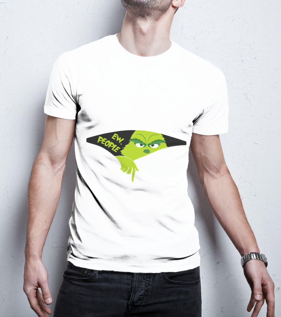 Ew People Grinch Face Peeking Out T-Shirt