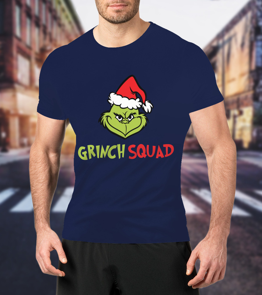 Grinch Squad Merry Christmas Santa Hat T-Shirt