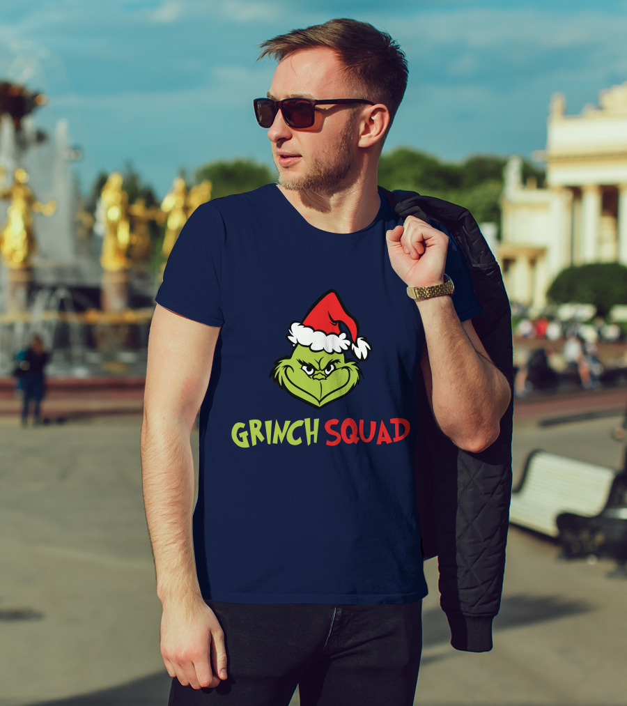 Grinch Squad Merry Christmas Santa Hat T-Shirt