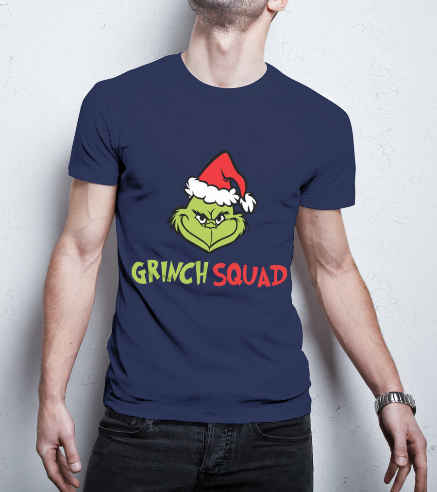Grinch Squad Merry Christmas Santa Hat T-Shirt