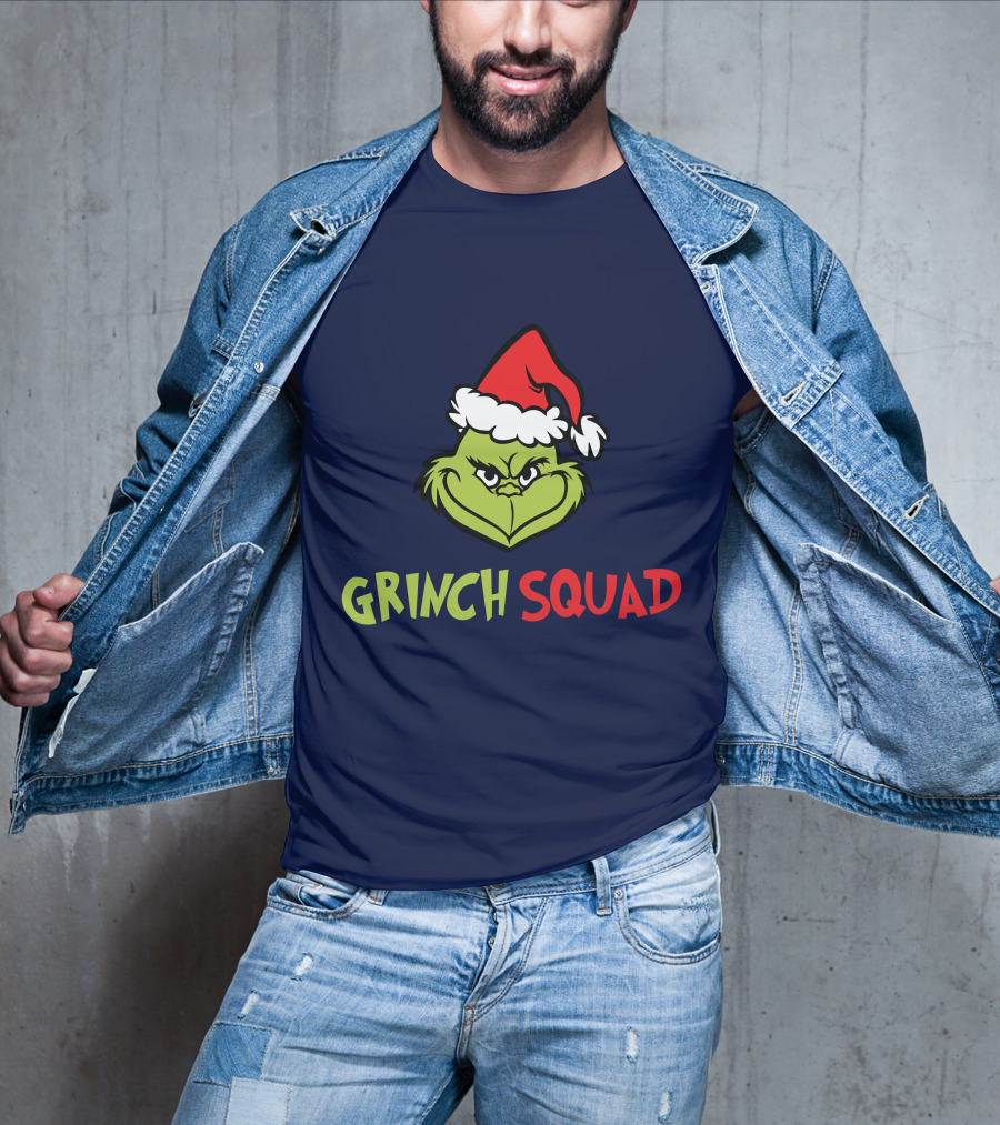 Grinch Squad Merry Christmas Santa Hat T-Shirt