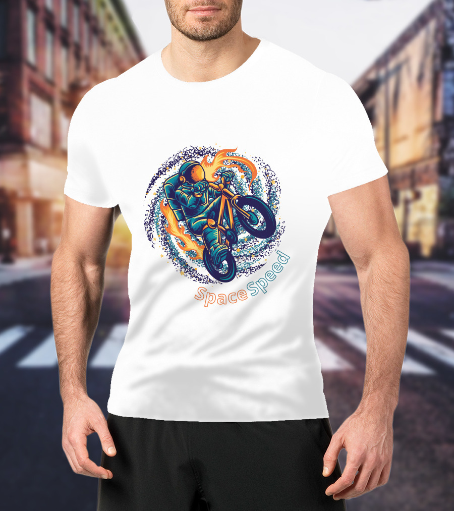 Space Speed Galactic Cyclist Adventure T-Shirt