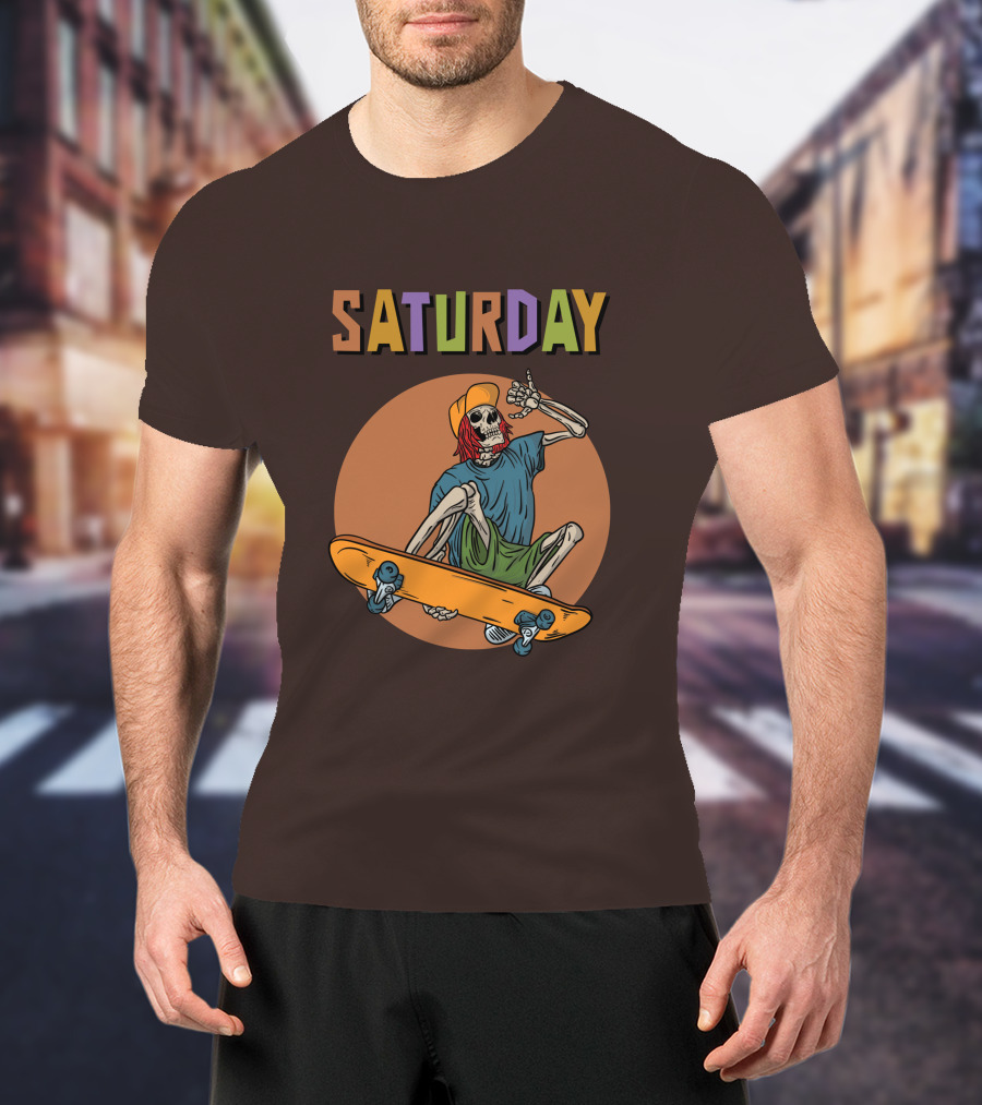 SATURDAY Skeleton Skateboarder Vibe T-Shirt