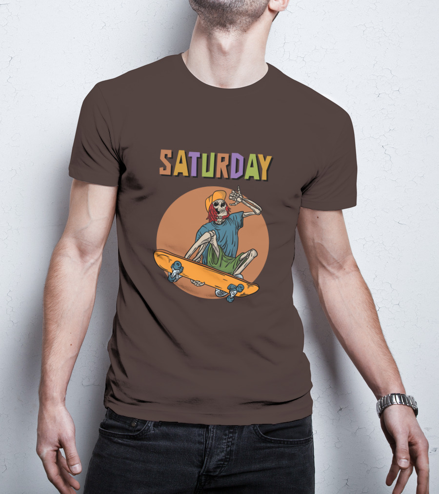 SATURDAY Skeleton Skateboarder Vibe T-Shirt