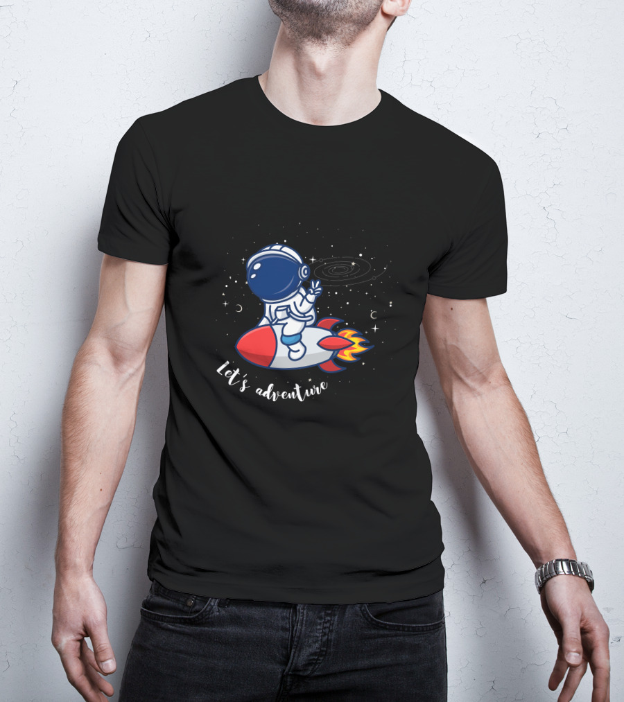 Cute Astronaut Let's Adventure Rocket Galaxy T-Shirt